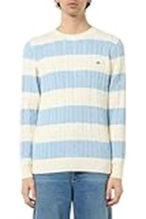 GANT Heren Gestreepte Katoenen Cable C-Neck Pullover, , L