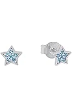 QS by s.Oliver Oorbellen 925 sterling zilveren meisjes kinderoorbellen, met glas, 0,5 cm, zilver, ster, Wordt geleverd in sieraden geschenkverpakking, 2020870