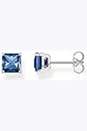 Thomas Sabo Damen Ohrstecker in der Farbe Silber aus 925 Sterlingsilber mit blauem Zirkonia, Größe: 6x6mm, H2174-699-32