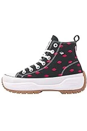 British Knights Kaya Mid Fly Sneakers voor dames, Zwarte rode lippen, 40 EU