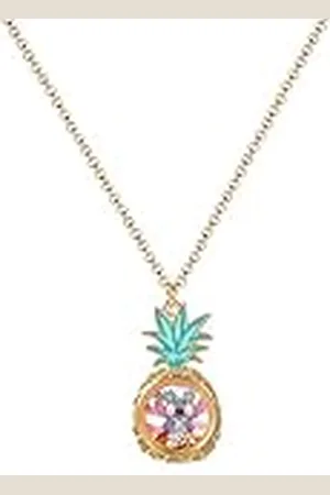 Disney Lilo & Stitch Drijvende Stenen Ketting NH00923YRKL-16, Eén maat, Metaal, Geen edelsteen