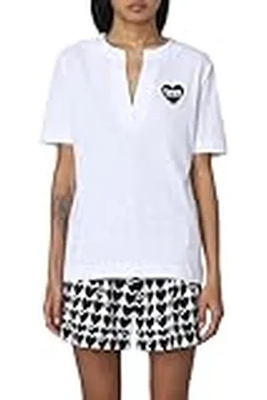 Moschino Dames Slim Fit Short-Sleeved V-hals T-Shirt, optisch wit, 42, , 42