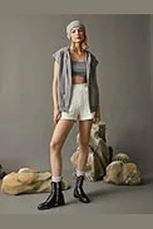 Koton Gebreide short voor dames, elastische taille, hoge taille, , XL
