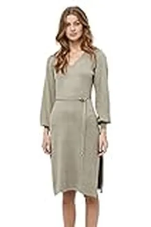 Minus Astrid gebreide midi-jurk | Beige jurken voor dames VK | Lente damesjurken | Maat XS