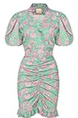 Swing Clarissa zomerjurk voor dames, partyjurk, cocktailjurk, ruches, elegante jurk, feestelijke jurk, potloodjurk, bodycon, V-hals, knielang, korte mouwen, , 36