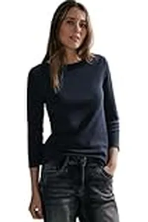 CECIL Basic katoenen shirt met boothals, , XXL