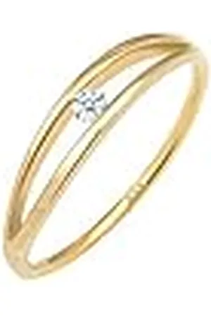 DIAMORE Elli Ring Dames Verlovingsovereenkomst met Diamant (0,06 ct.) in 585 Geelgoud