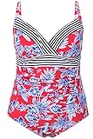 Ulla Popken Dames, grote maten, badpak Tucan print recycling