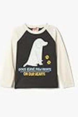 Koton Babyboys bedrukt katoenen T-shirt met lange mouwen, , 6-9 Maanden