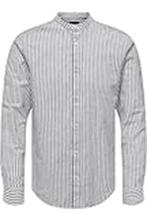 Only & Sons Onscaiden Ls Mao Stripe Linnen Shirt voor heren, , XS