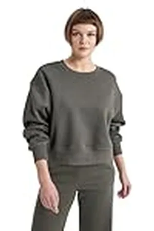 DeFacto Dames Relax Fit Crew Neck B8568ax Sweatshirt, Khaki, S, , S