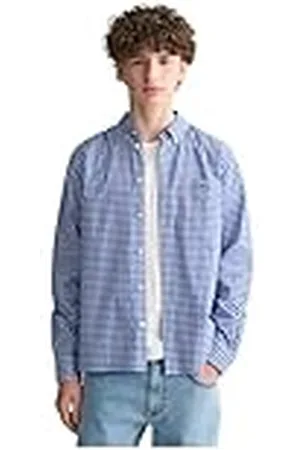 GANT Uniseks Poplin Gingham Shield shirt voor kinderen, met button-down-kraag, , 170