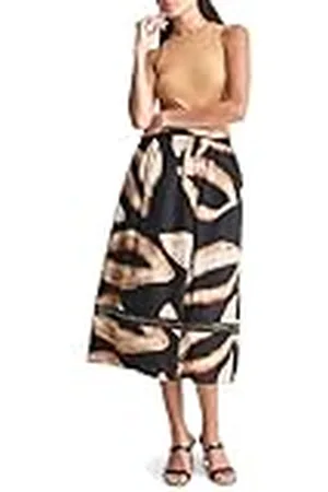 DKNY Dames bedrukte katoenen voile rok met stud mesh details, wavering blad, medium, , M