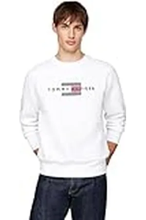 Tommy Hilfiger Heren HILFIGER FLAG EMBRO SWEATSHIRT MW0MW35541, Pullover Sweatshirt, Wit, M, , M