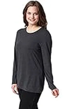 Ulla Popken Basic shirt voor dames, ronde hals, slim, katoen met lange mouwen