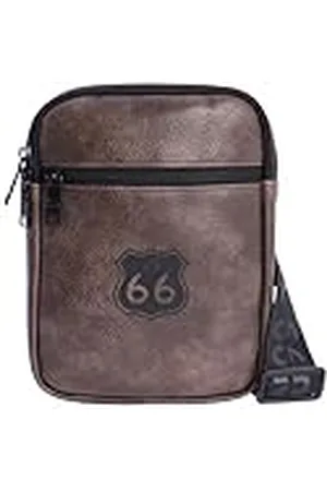 Route 66 Schoudertas voor heren met 3 zakken van kunstleer – schoudertas voor heren – heren schoudertas – casual design – duurzaam linnen – uniseks