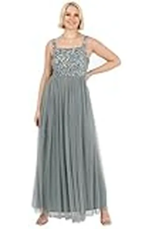 Maya Deluxe Dames Maxi Brede Bandjes Mouwloze Vierkante Halslijn Verfraaid voor Bruiloft Gast Prom Bruidsmeisje Jurk Maat 28, , 54