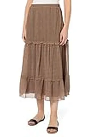 Dreimaster Vintage Dames Maxirok 37226333-DR05, BRUIN WOLLWIT, M, , M