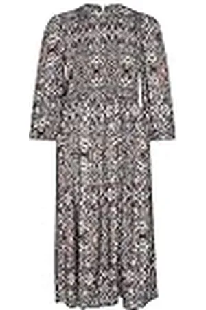 Kaffe Dames Smock Dress Midi 3/4 Sleeves Bedrukt Casual, Black/Blue Nostalgia Print, 42