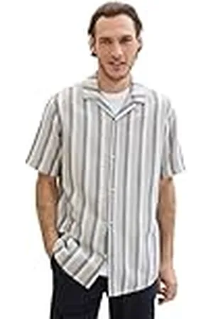 TOM TAILOR Heren regular fit shirt met korte mouwen en strepen, , S