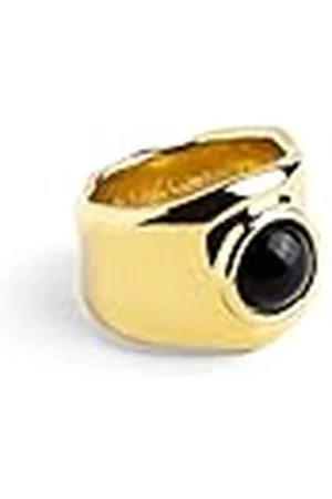 SINGULARU My Onyx Ring. Massief Messing met Afwerking van 18 Kt Goudlaag en Onyxsteen. Sieraden voor Vrouwen. Maat 18