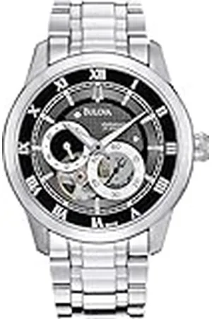 BULOVA Automatic 96A119 - Heren Designer-automatisch horloge - Armband van roestvrij staal - zwarte wijzerplaat, , armband