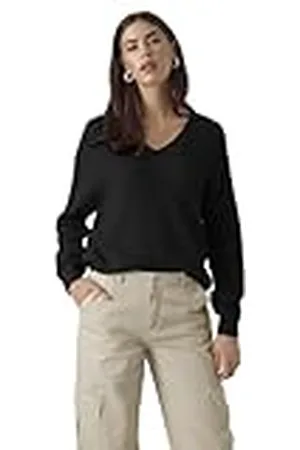VERO MODA Dames Vmleanna Ls V-hals Short Ga Boo Pullover, , M