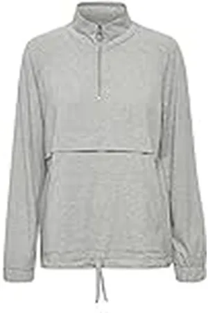 Kaffe Dames sweatshirt met halve rits Up Collar Front Pocket Trekkoord Waist, Light Grey Melange, XS