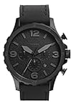 Fossil Nate Chronograph Black Leather Watch