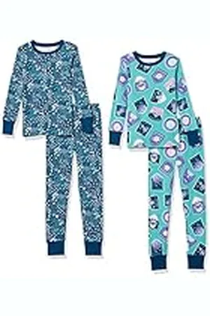 Amazon Katoenen pyjama voor kinderen, uniseks, set van 2 stuks, met planeetprint, ruimte, maat 6-7
