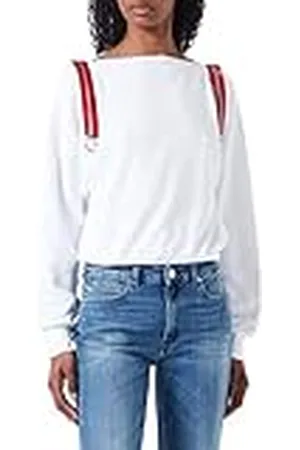Moschino Dames Comfort Fit Wide Collar Long-Sleeved Sweatshirt, optisch wit, 42, , 42