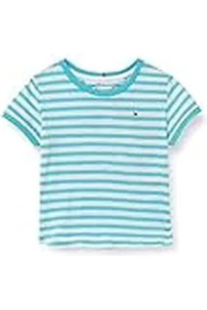 Tommy Hilfiger Essential Stripe Top S/S overhemd voor meisjes en meisjes, blauw/wit, 4