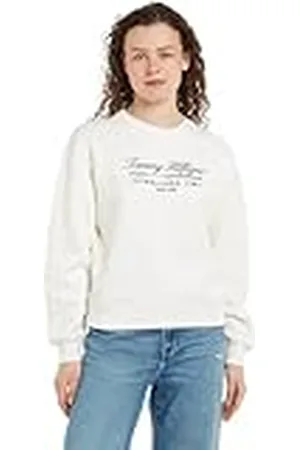 Tommy Hilfiger Dames MDRN REG SCRIPT C-NK SWTSHRT WW0WW43574, Pullover Sweatshirt, Wit, L, , L