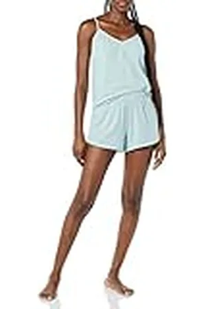 Amazon Dames gebreide jersey cami korte pyjamaset, stoffig blauw, klein