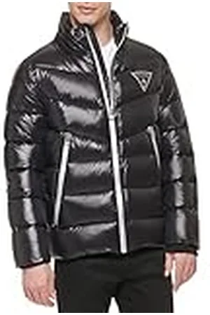 Guess Heren middelgewicht logo oversized rits puffer jas, , M, , M