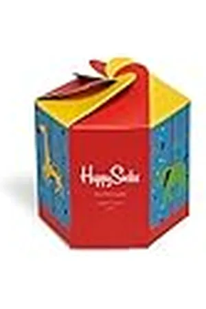 Happy Socks Carousel Gift Box, Kleurrijke en Leuke, Sokken voor kinderen, Rood-Turkoois-Geel 4 paar (2-3Y)