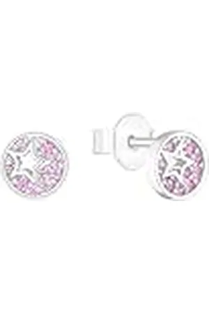 QS by s.Oliver 925 sterling zilveren kinderoorbellen voor meisjes, met zirkonia synth., 0,6 cm, zilver, ster, wordt geleverd in een geschenkverpakking voor sieraden, 2036820