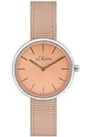 QS by s.Oliver Armbanduhr Damen Quarzuhr Analog, mit Textil Armband, Rosa, 5 bar Wasserdicht, Kommt in Uhren Geschenk Box, 2033549