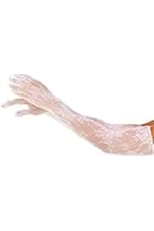 Leg Avenue Women’s Seamless Floral Lace Opera Length Gloves, White, White, One size