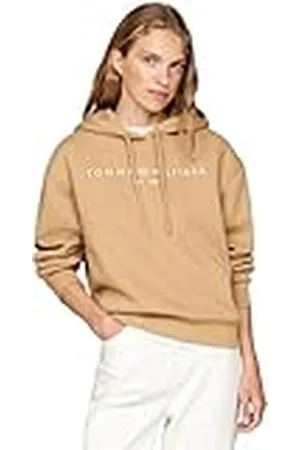 Tommy Hilfiger Dames MDRN REG CORP LOGO HOODIE WW0WW43598 Pullover Hoodie, Klassiek Khaki, L, , L