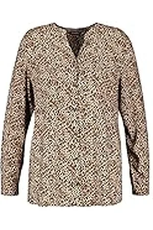 Samoon Dames blouse, Light Tannin Brown patroon, 48