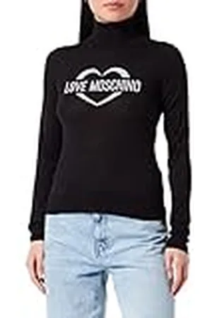 Moschino Dames slim fit turtleneck with Heart Jacquard Intarsia pullover sweater, , 42