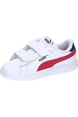 PUMA Smash 3.0 L V Inf, uniseks sneakers voor kinderen en jongens, White Club Red Club Navy, 20 EU