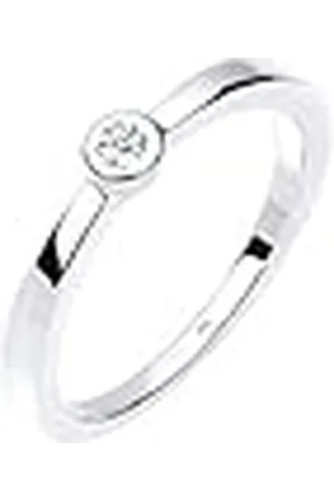 DIAMORE Elli Ring Dames Klassiek Solitair met Diamant (0.03 ct.) in 925 Sterling Zilver