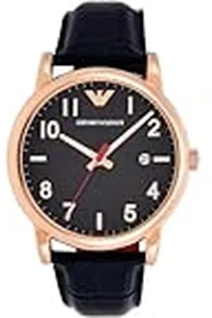 Emporio Armani Leren horloge met drie wijzers en datering