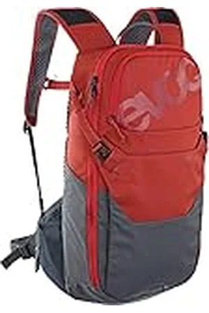 Evoc RIDE 12 Protector fietsrugzak, trekkingrugzak voor trails & dagelijks gebruik (slim zakbeheer, AIR-PAD rugvulling, helmhouder, rugzak), Chili Red/Carbon Grey