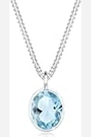 Elli Damesketting met hanger Basic edelsteenketting 925 zilver topaas briljant geslepen blauw - 0103291115, 45 EU, Facetgeslepen, Topaas