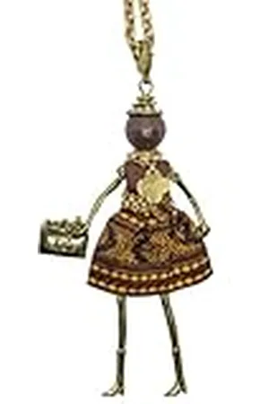 Le carose Klassieke damesketting van brons badkamer galvanisch roségoud, lengte 80 cm, hanger 10 cm en haak 1,5 cm, glitterjurk volledig handgemaakt, medium, medium, brons, zonder edelsteen, Medium