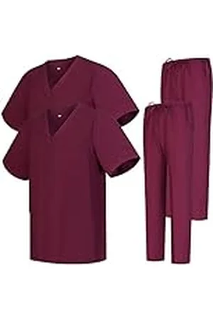 MISEMIYA Uniform Scrub Set Unisex Bz-2-6801-6802, Set van 2, Rood, Maat XXL