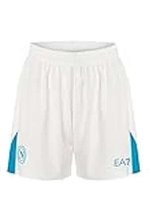 SSC NAPOLI Voetbalshorts junior wit lichtblauw, EA7 officieel product, voetbalshorts voor volwassenen 2024/2025-14 jaar, , 14 Jaar